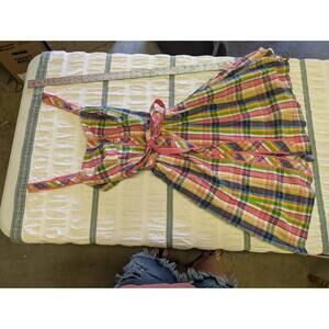 Lilly Pulitzer Women's 8 Plaid Button Up Pleated A-Line Flare Seersucker Dress